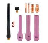 Compact TIG kit with extra-long cups 3, 4, 5, copper consumables and back caps