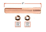 One-inch copper TIG collet dimensions and bore sizes