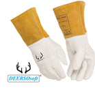 Weldas DEERSOsoft Pearl Grain Deerskin, 4" Cowhide Cuff - Welding MIG/TIG Gloves - Kevlar Sewn