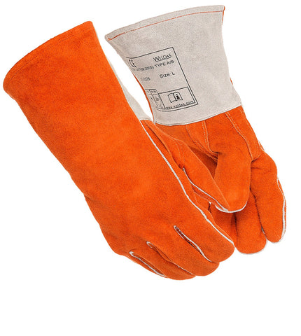 (6 PAIRS) Weldas All Purpose Welding/BBQ/Heat Resistant Gloves, Straight Thumb, Kevlar Sewn 14" inches - Size L