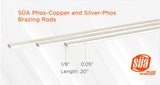 BCuP-2 PhosCopper Brazing Rod - 0% Silver - Flat - 1/8" x 0.05" x 20" + 6.5 Oz Flux