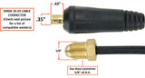 WP Series - Air Cooled TIG Torch with Valve - 2-Piece Cable with Dinse 10-25 Connector