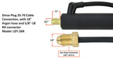 26 Series - 200 Amp - Air Cooled - TIG Torch - 1-Piece Cable - Dinse Connector