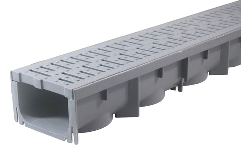 Drainage Trench - Channel Drain With Grate - Gray Plastic - 39"
