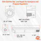 SÃƒÅ“A - CGA Nuts and  Nipples for Gas Regulators