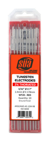 2% Thoriated Tungsten Electrode - TIG Welding - (Red Tip) - (10 PACK)
