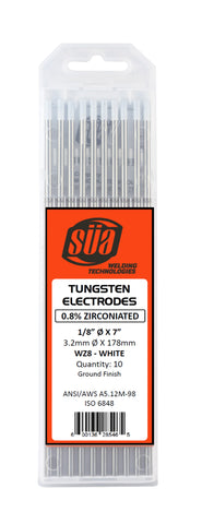 0.8% Zirconiated Tungsten Electrode - TIG Welding - (White Tip) - (10 PACK)