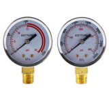 Acetylene regulator high- and low-pressure gauge pair, brass bottom mount