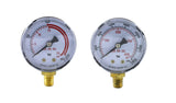 Acetylene gauge pair with PSI and kPa scales
