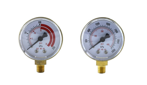 Acetylene regulator high- and low-pressure gauge pair