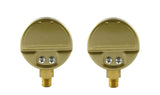 Brass-colored rear cases of acetylene gauge pair
