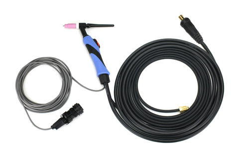 Air-cooled TIG torch with finger control and fourteen-pin signal lead