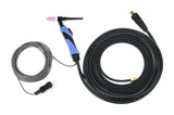 Air-cooled TIG torch with finger control, power cable and six-pin signal lead