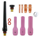 AK1 stubby TIG kit with long ceramic cups, collets and back caps
