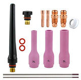 AK1 stubby TIG kit with long cups 3L, 4L and 5L and purple-tip tungsten