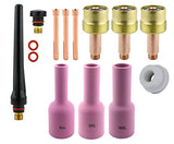 AK2 large gas-lens TIG kit with extra-long cups and back caps