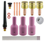 AK2 large gas-lens TIG kit with long ceramic cups and tungsten