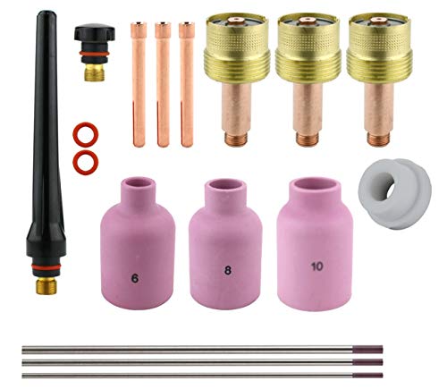 AK2 large gas-lens TIG kit with regular cups 6, 8 and 10 and tungsten