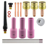 AK3 large gas-lens TIG kit with extra-long ceramic cups and tungsten