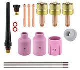 AK3 large gas-lens TIG kit with regular cups 8, 10 and 15 and tungsten