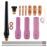 AK4 stubby TIG kit with long cups 4L, 5L and 6L and purple-tip tungsten