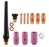 AK4 stubby TIG kit with regular ceramic cups, collets and back caps