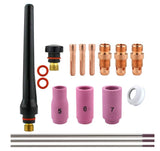 AK4 stubby TIG kit with regular cups 5, 6 and 7 and purple-tip tungsten