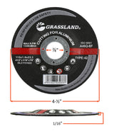 Aluminum cut-off wheel dimensions: 4-1/2 x 1/16 x 7/8 inches