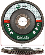 Aluminum Oxide Flap Disc, 4-1/2 x 7/8, 120 Grit, T29: diameter, arbor and side-profile diagram