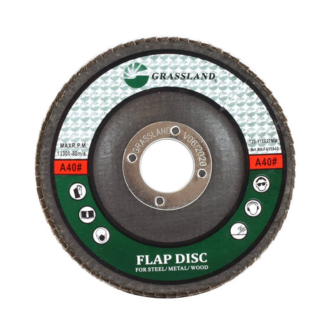 Aluminum Oxide Flap Disc, 4-1/2 x 7/8, 40 Grit, T29: label side
