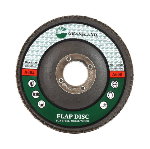 Aluminum Oxide Flap Disc, 4-1/2 x 7/8, 60 Grit, T29: label side