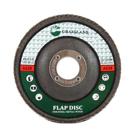 Aluminum Oxide Flap Disc, 4-1/2 x 7/8, 80 Grit, T29: label side