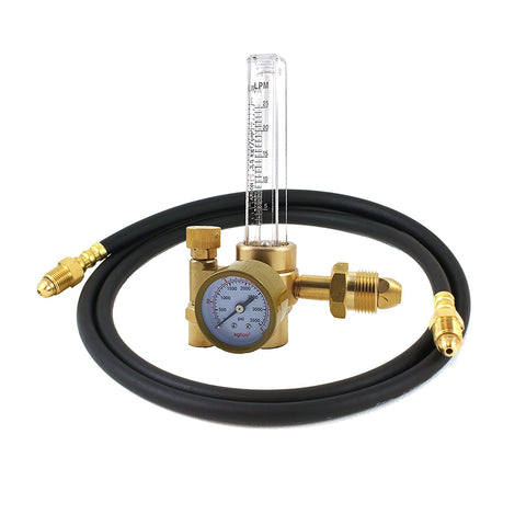 Argon flowmeter regulator with black gas hose