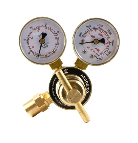 Argon flow-gauge regulator with two round gauges