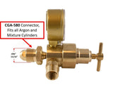 Argon regulator CGA-580 cylinder connection diagram