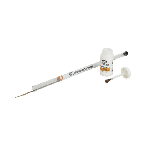 Bare silver-brazing rod pack with flux and brush
