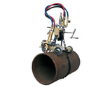 CG2-11G manual oxy-fuel cutting machine mounted on a steel pipe