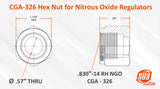 CGA-326 nitrous-oxide regulator nut dimension drawing
