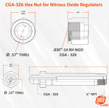 CGA-326 regulator nut and nipple dimension drawing