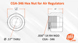 CGA-346 air-regulator nut dimension drawing