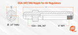 CGA-347/346 air-regulator nipple dimension drawing