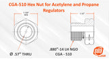 CGA-510 regulator nut dimension drawing