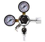 CO2 beverage regulator with dual pressure gauges, front view