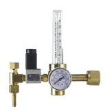 CO2 flowmeter regulator with solenoid valve, front view