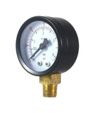 Angled view of 0–60 psi CO2 regulator pressure gauge