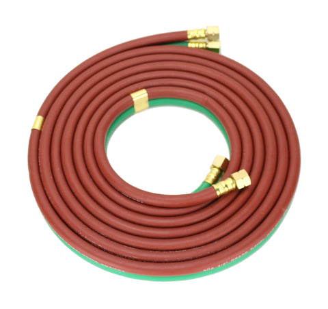 Coiled red and green Grade T oxy-fuel twin hose