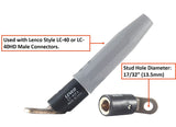 CT-40FA terminal with 17/32-inch stud hole and LC-40 connector fit diagram