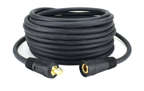 Dinse welding lead extension with coiled black cable
