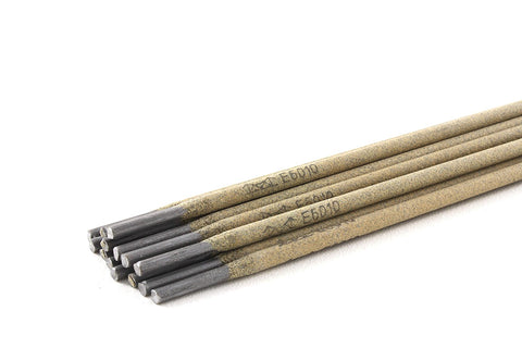 E6010 coated welding electrode tips close-up