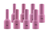 Eight assorted extra-long large-diameter ceramic TIG gas-lens cups